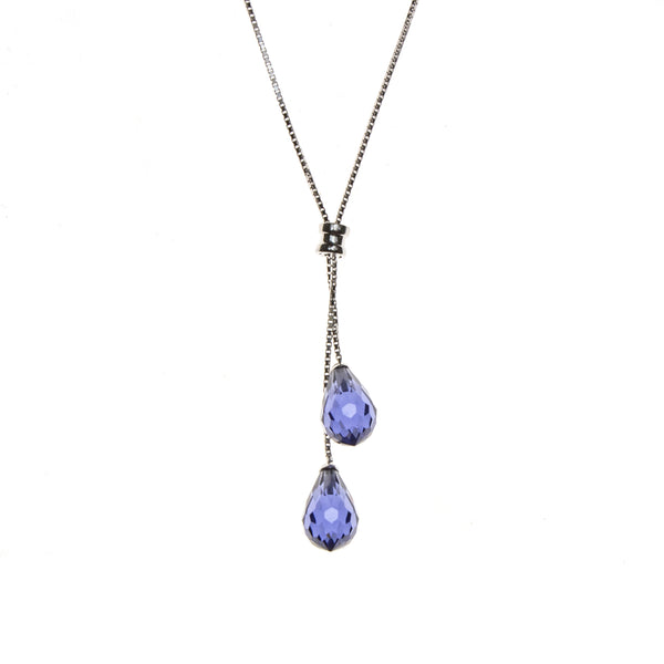 SS Created Tanzanite Lariat Necklace