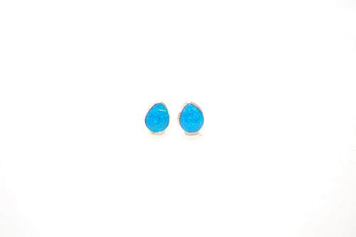 SS Created Opal Blue Pear Studs