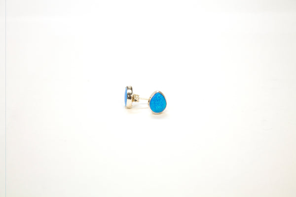 SS Created Opal Blue Pear Studs