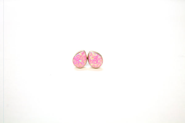 SS Created Opal Pink Pear Studs