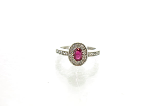14KW Diamond and Ruby Oval Ring