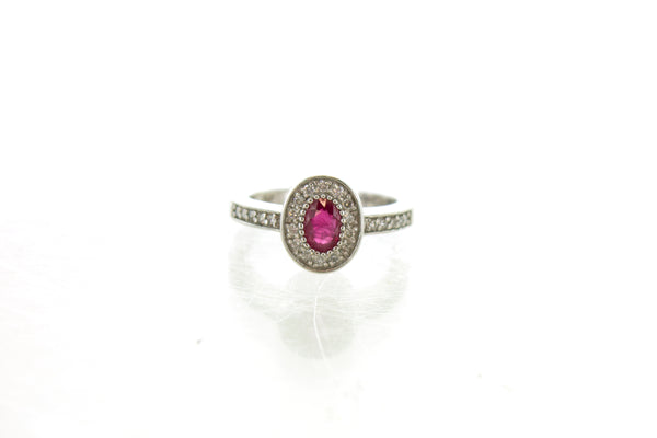 14KW Diamond and Ruby Oval Ring