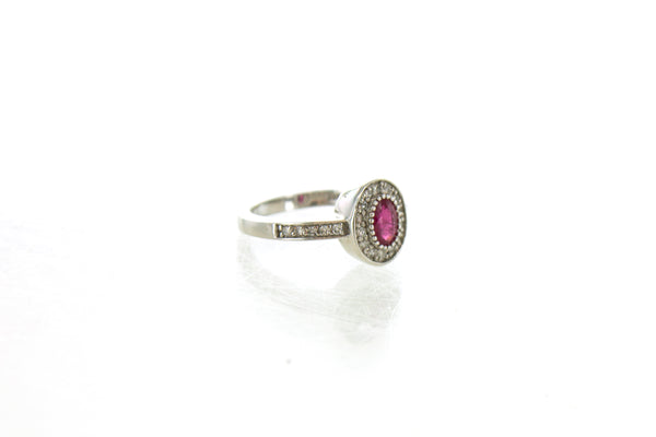 14KW Diamond and Ruby Oval Ring