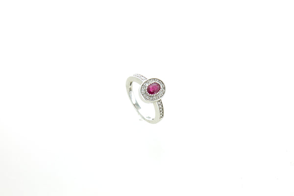 14KW Diamond and Ruby Oval Ring