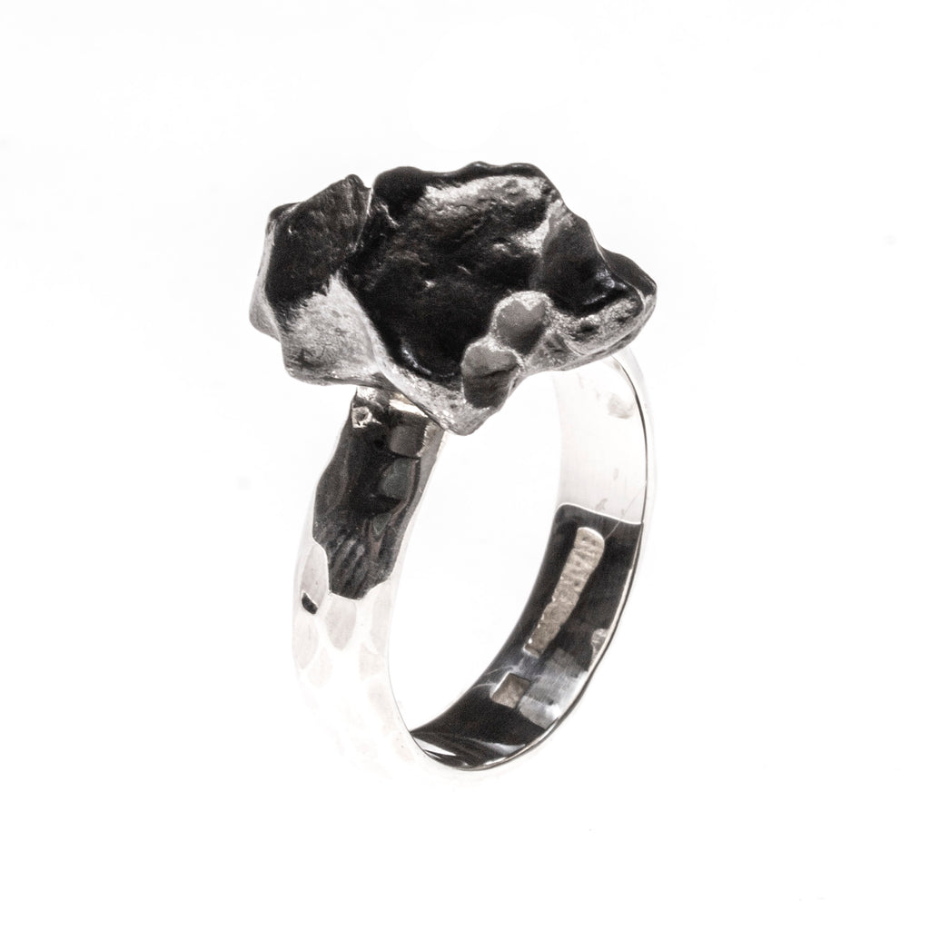 Sterling Silver Meteorite Nugget Ring Size 8