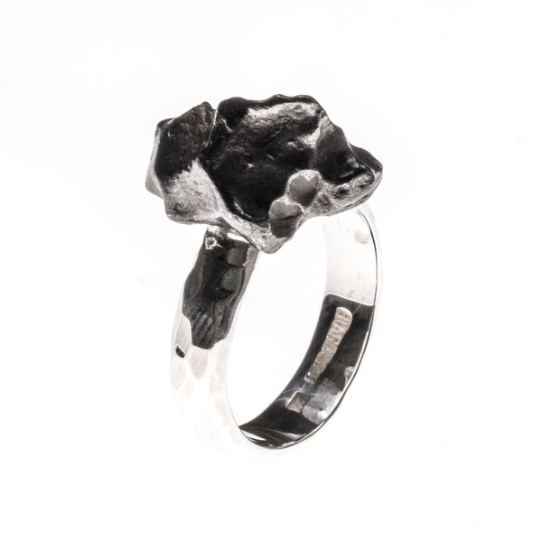 Sterling Silver Meteorite Nugget Ring Size 8