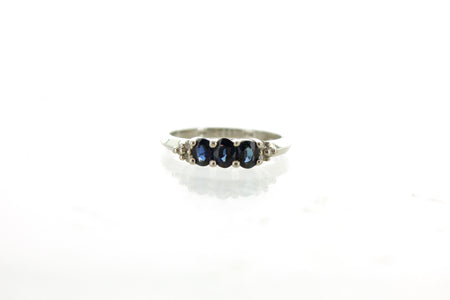 SS Created Sapphire & CZ Wave Ring