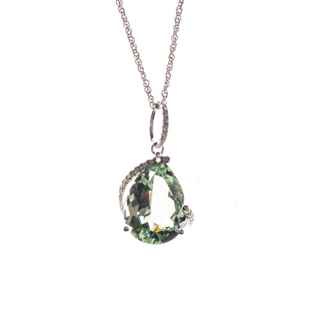 14K White Gold Blue Topaz Square Necklace