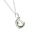 14K Green Amethyst Teardrop Necklace