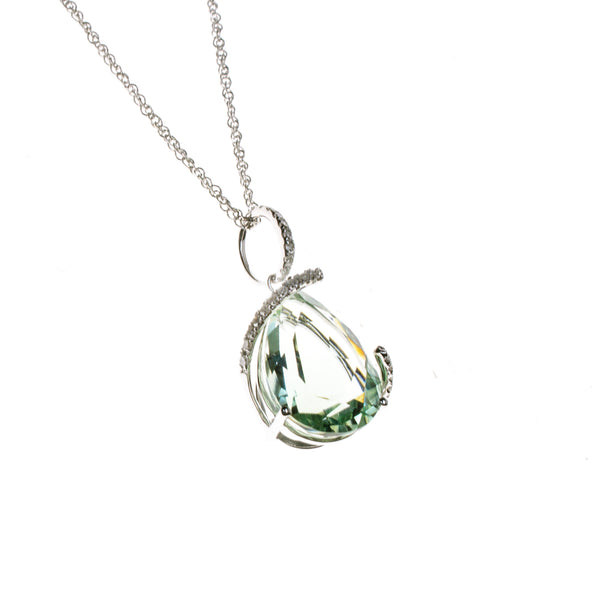 14K Green Amethyst Teardrop Necklace