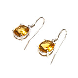Sterling Silver Created Citrine Oval Earrings