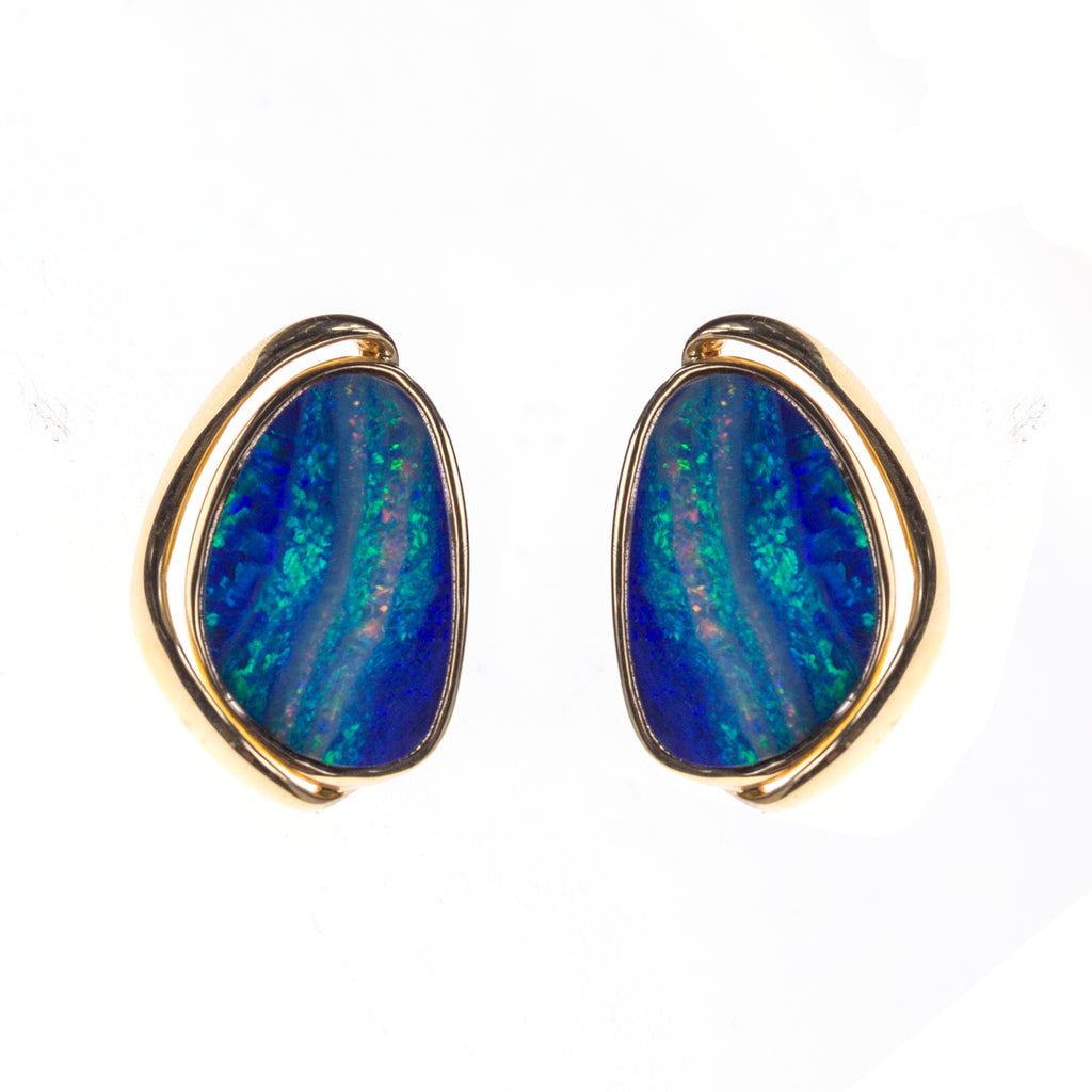 14K Boulder Opal Stud Earrings