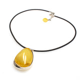 SS Chunky Butterscotch Amber Necklace W/ Rubber Cord