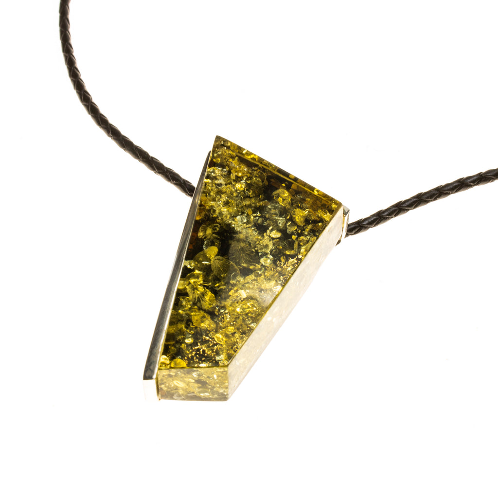 Chunky Green Amber Corded Necklace