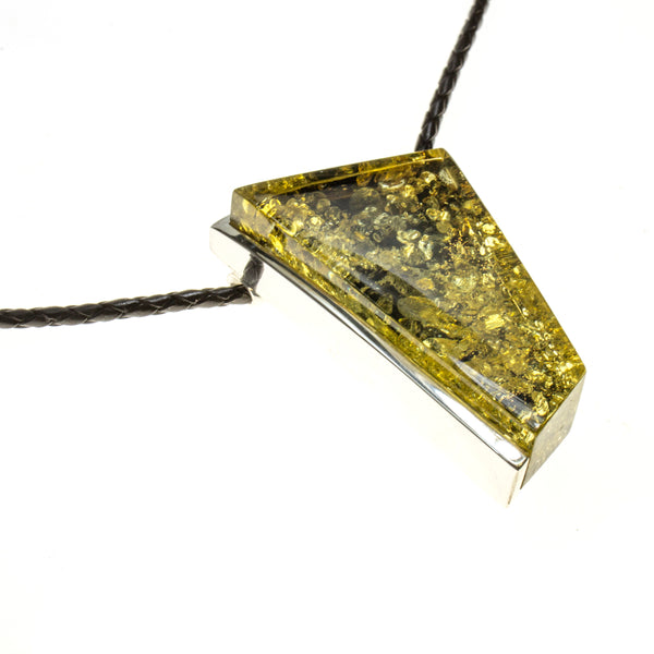 Chunky Green Amber Corded Necklace