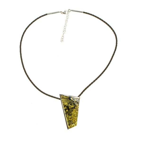 Chunky Green Amber Corded Necklace
