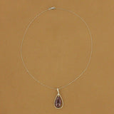 14K White Gold Amethyst Diamont Pear Necklace