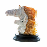 Calcite Crystal Horse Heads Carving