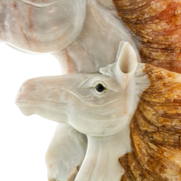Calcite Crystal Horse Heads Carving