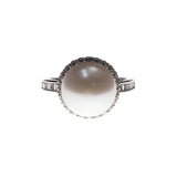 Sterling Silver Pearl CZ Ring Size 5,7