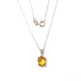 SS Small Created Citrine Oval Necklace