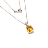 SS Small Created Citrine Oval Necklace