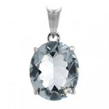 Sterling Silver Created Aquamarine 10mm x 12mm Oval Pendant