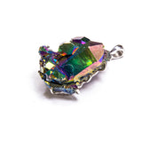 SS Titanium Druzy Quartz Cluster Pendant