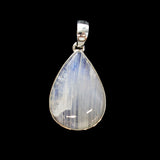 SS Pear Rainbow Moonstone Bezel Pendant