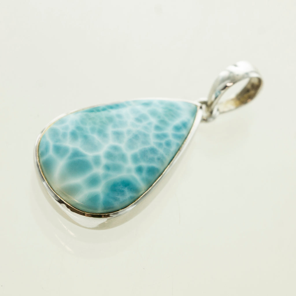 SS Larimar Pear Bezel Pendant