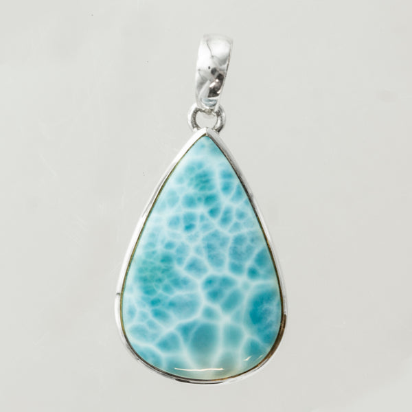 SS Larimar Pear Bezel Pendant