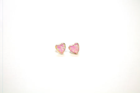 SS Created Opal Multicolor Heart Dangle Earrings