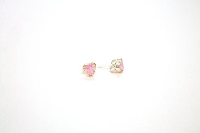SS Created Opal Pink Heart Studs