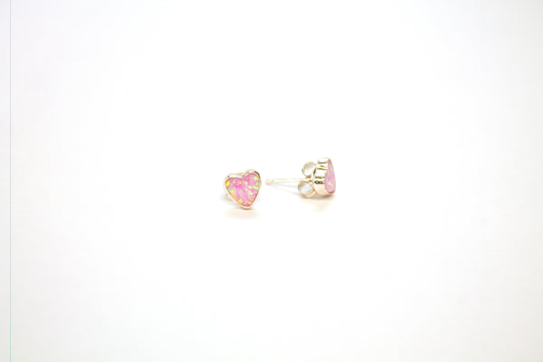 SS Created Opal Pink Heart Studs