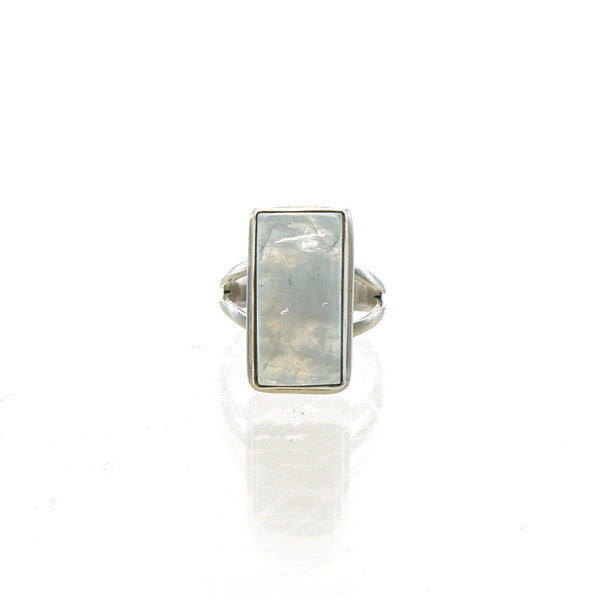 SS Rectangle Moonstone Ring Size 7.5