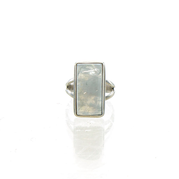 SS Rectangle Moonstone Ring Size 7.5