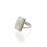 SS Rectangle Moonstone Ring Size 7.5