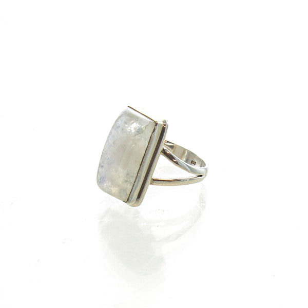 SS Rectangle Moonstone Ring Size 7.5