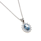 Sterling Silver Created Aquamarine CZ Necklace