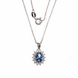 Sterling Silver Created Aquamarine CZ Necklace