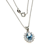 Sterling Silver Created Aquamarine CZ Necklace