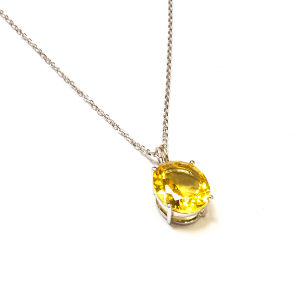 SS Created Citrine Oval Necklace