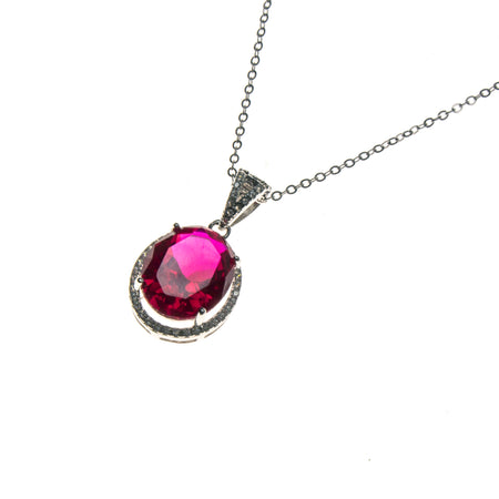 14K Ruby Concentric Oval Necklace