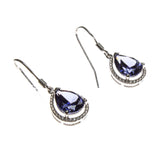 SS Created Tanzanite CZ Pear Earrings