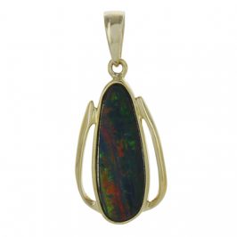 14K Yellow Gold Boulder Opal Doublet Pendant