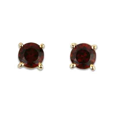 14K Yellow Gold Garnet Round 3.75mm Stud Earrings