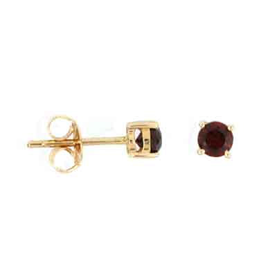 14K Yellow Gold Garnet Round 3.75mm Stud Earrings