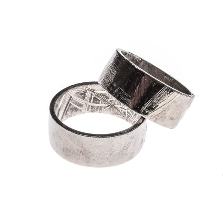 Sterling Silver Backed Meteorite Ring Size 8 & 9