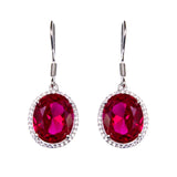 Sterling Silver Created Ruby & CZ Earrings