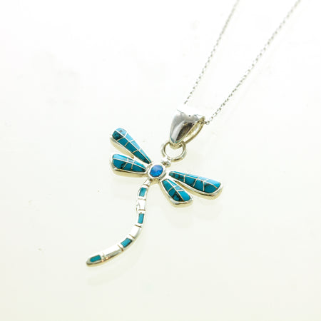 SS Turquoise Nugget Pendant & Popcorn Chain